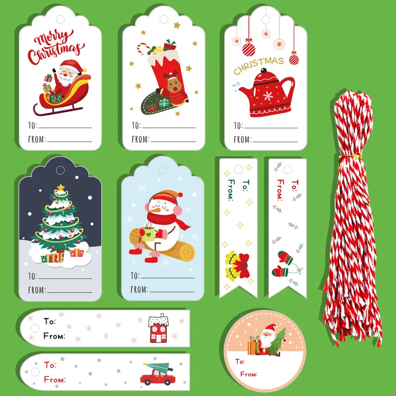 

50 шт. рождественские бирки, карточка из крафт-бумаги, Подарочная этикетка, бирка «сделай сам», подвесные бирки, украшение для упаковки подар...