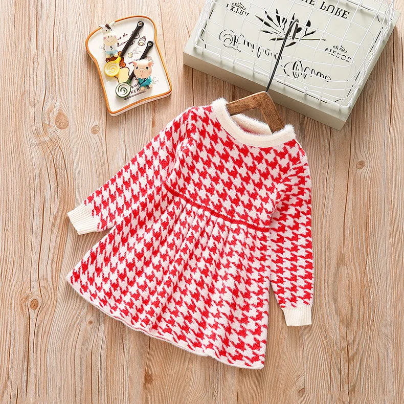 Зимнее платье для маленьких девочек свитер малышей топы Детская осенняя
