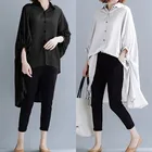 Модные Асимметричные женские топы, Весенняя блузка 2020, ZANZEA, повседневные, с рукавом 34, мешковатые рубашки для женщин, на пуговицах, рабочие блузы размера плюс