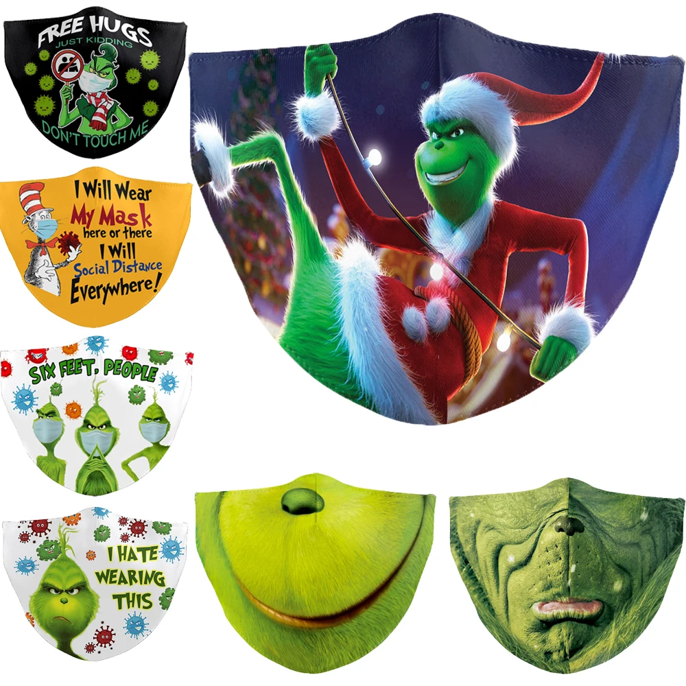 Рождественская маска для лица с рисунком зеленого грима косплея моющаяся рта