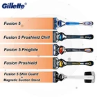 Оригинальная бритва Gillette Fusion 5 Proglide Proshield Chill Skin Guard, прямая бритвенная ручка со сменными лезвиями