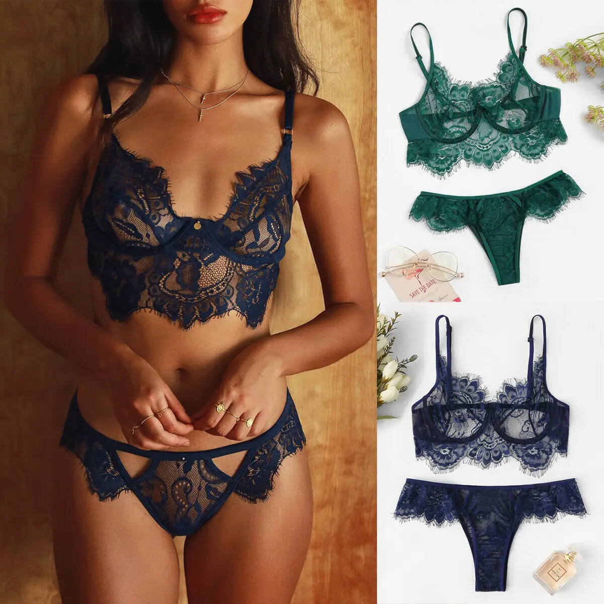 Женский комплект нижнего белья Дамское сексуальное нижнее белье кружевной топ