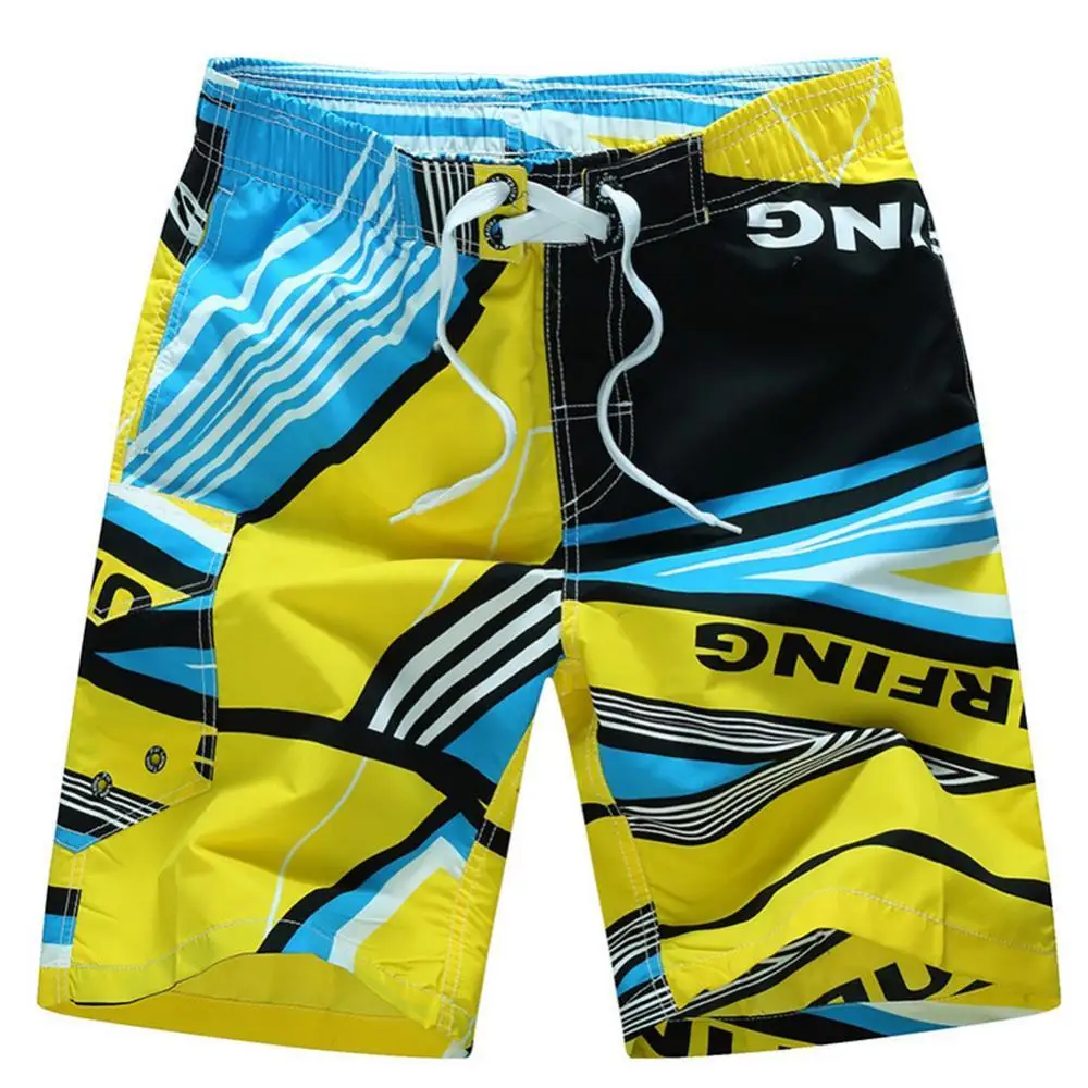 

Men Plus Size Summer Beach Shorts Pants Color Block Drawstring Swimming Trunks