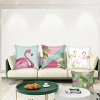 1p 45x45cm hawaiian flamingo theme linen pillowcase sofa car cushion case bed pillow cover for diy home car decor shooting props