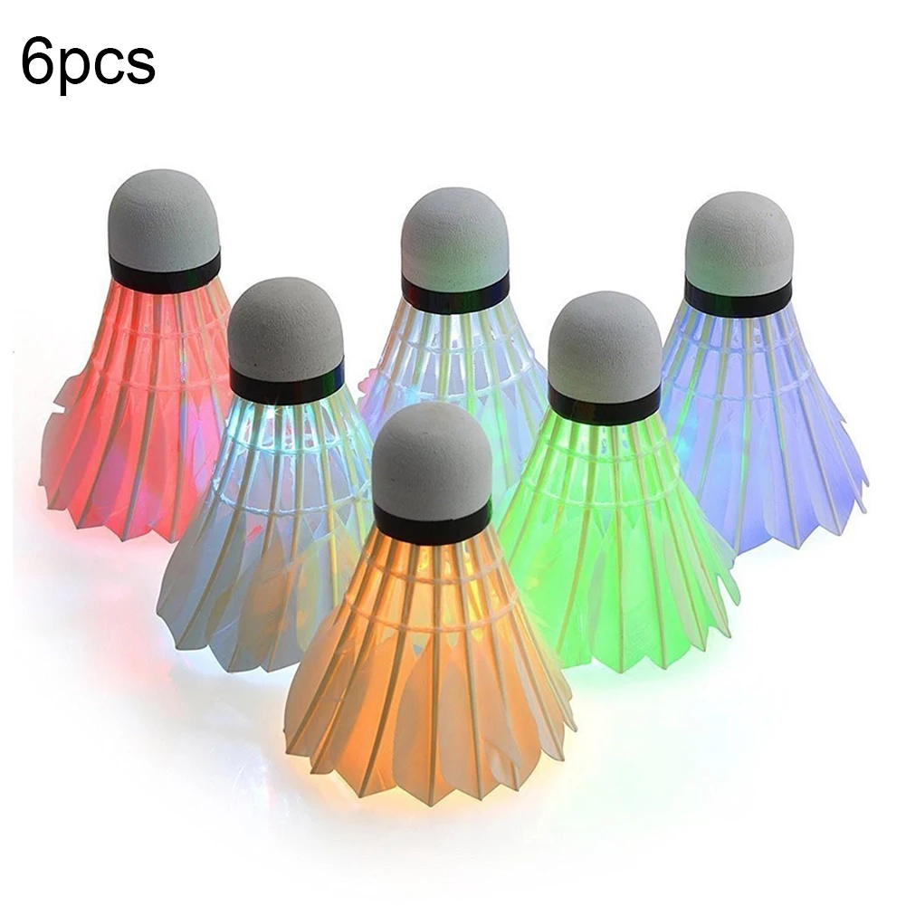 Новая практичная 6 шт Красочный светодиодный воланы для бадминтона шарик перо