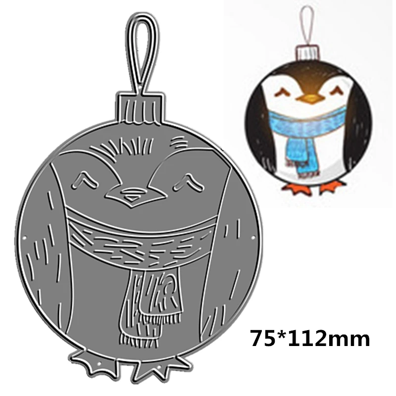 

New 2021 Metal Cutting Dies Scrapbooking Christmas Ball Make Penguin Album Gift Decoration Embossing Frame Card Craft No Stamp