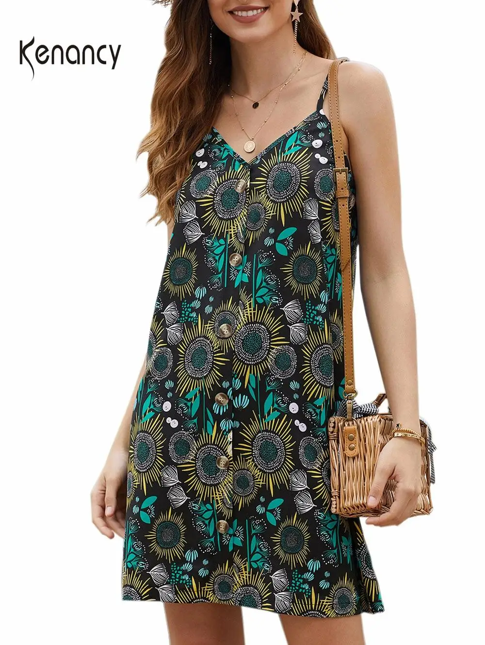 Женское мини-платье на бретельках без рукавов | Женская одежда