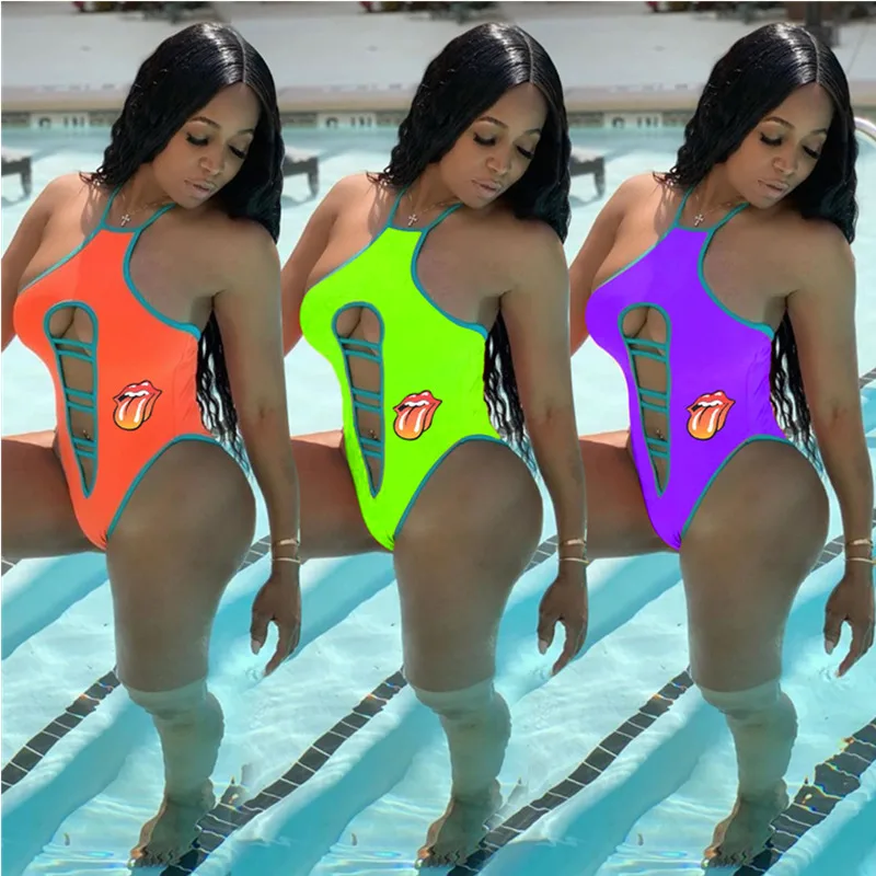 

Womens Casual Printed Swimsuit Bodysuit Sexy One Piece Swimwear Bikini Set