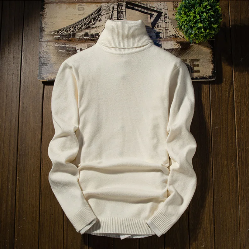 

2020 Fall Men's Turtleneck Solid Color Sweater Hot Selling Fashion Casual Slim Brand Pullover Men's Classic Wool Knitwear