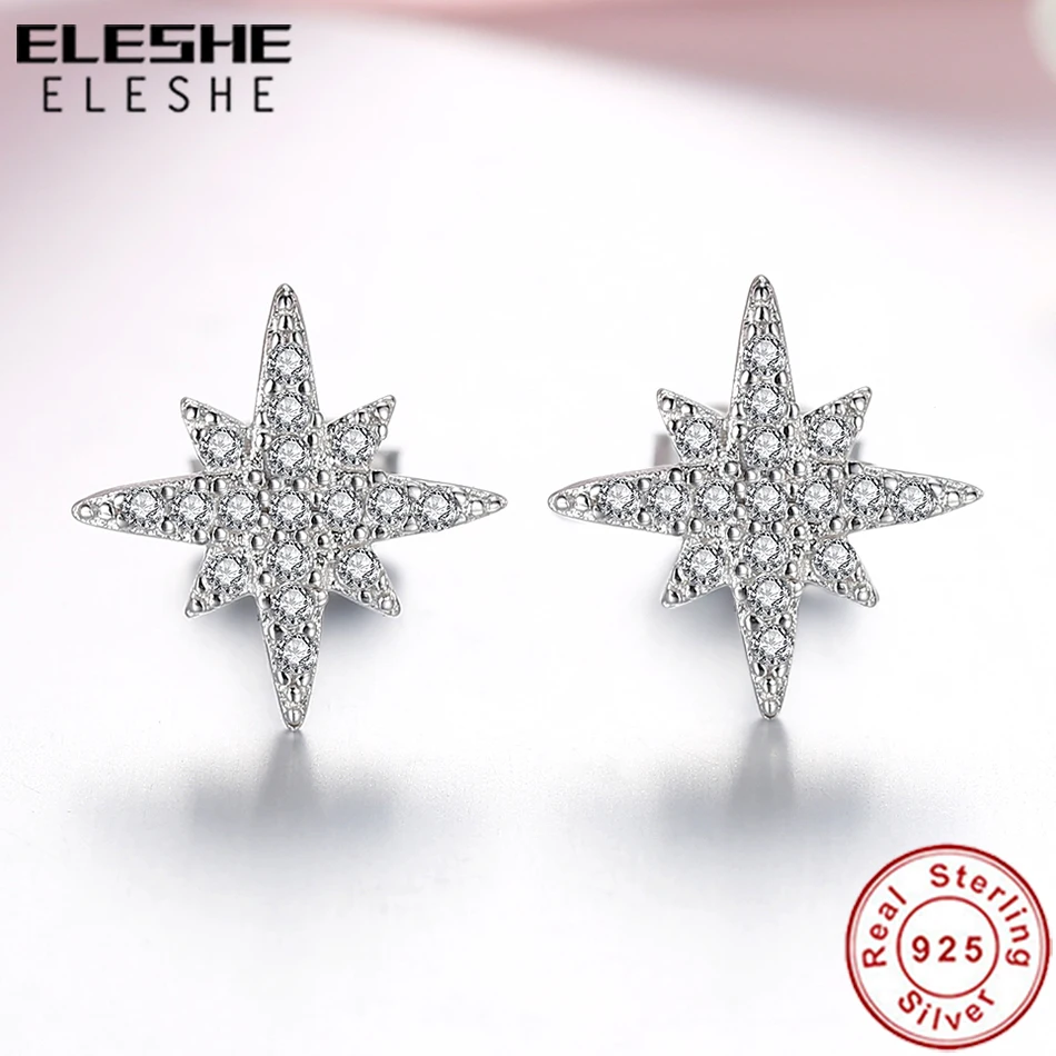Женские свадебные серьги гвоздики ELESHE из стерлингового серебра 925 пробы с