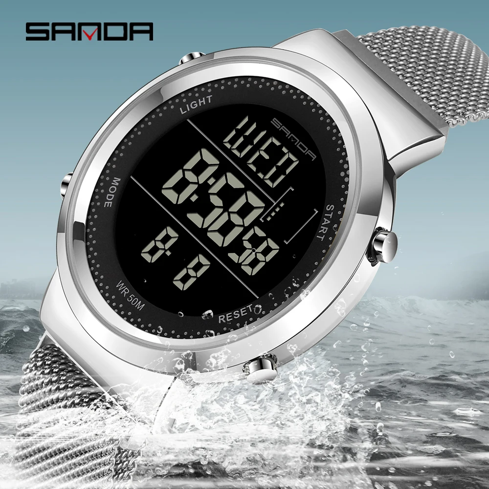 

2019 Lover Watches Men Women Rose Gold Fashion Couple Dress Digital Watches Sports Clock Steel Mesh Waterproof Relogio Masculino