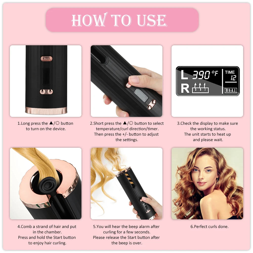 

Portable Full Automatic Hair Curler Rotating Air Spin N Wand Curl Curling Iron Ceramic Heating Hair Stick Styling Tool
