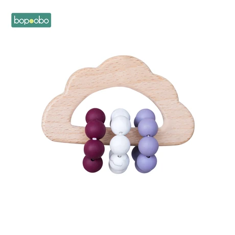 Purple rattle Bopoobo 1 шт. детский погремушка браслет с силиконовыми бусинами еда бусина прорезиненный Деревянный Погремушка детский Прорезыватель предметы для новорожденных - Цвет: Purple rattle