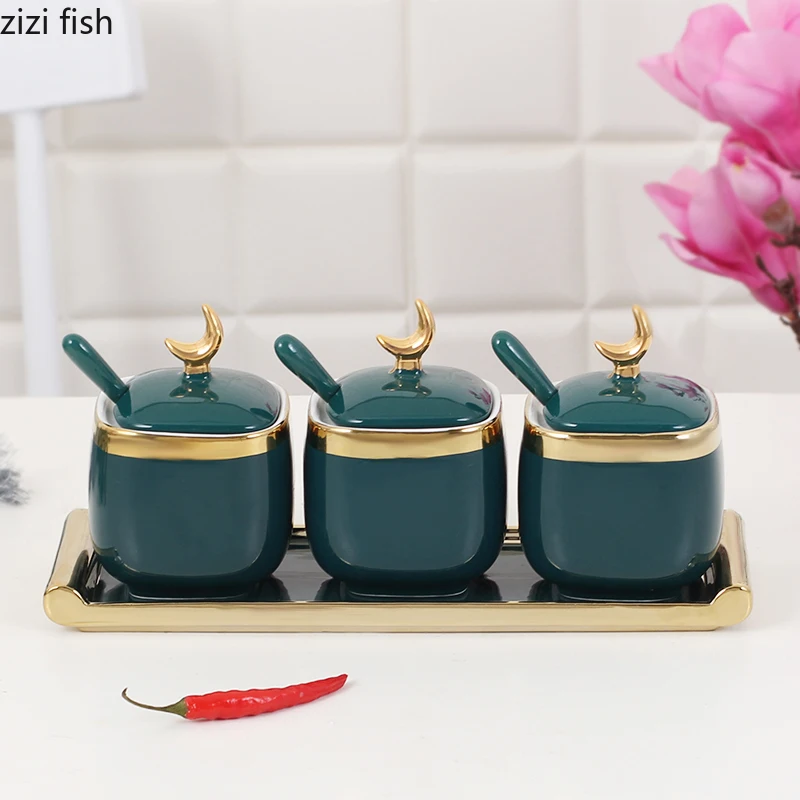 Керамика набор горшочков для приправ Комбинации Кухня емкости хранения специй