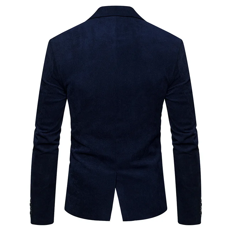 Shenrun Men Blazers Corduroy Autumn Winter Slim Fit New Fashion Formal Casual Blazer Wine Red Khaki Navy Blue Suit Jacket Stage |