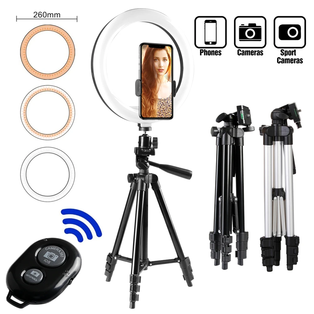 26 см кольцевая лампа Штатив для телефона Светодиодная световое кольцо