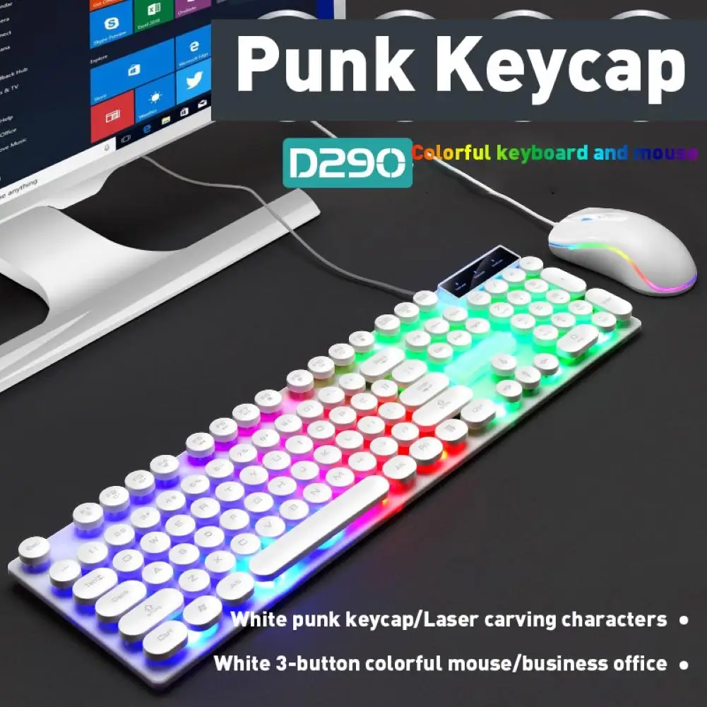 

LED Luminous Mouse and Keyboard Gaming USB Wired Backlit Rainbow Magic Luminous Keyboard Mouse Set For PC Gamer