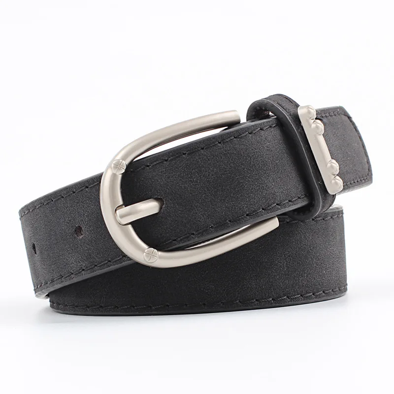 

Women Leather Belts for Jeans Luxury brand Designer Belts Female Round Metal Pin Buckle Belt