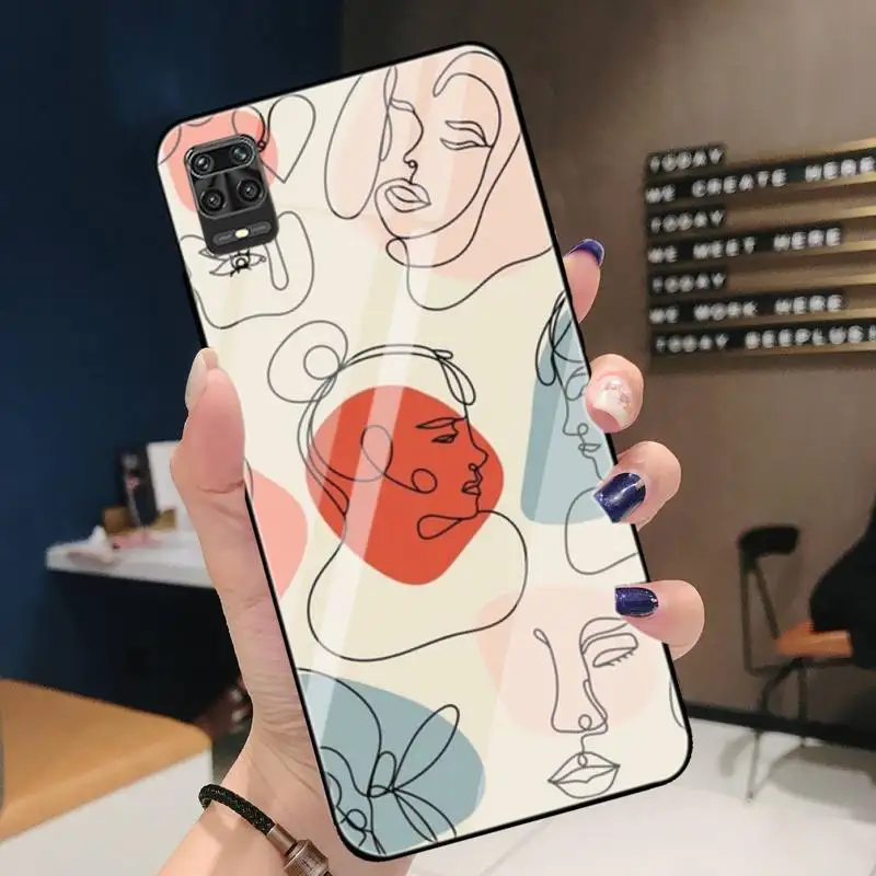 

Poster Minimalist Face Artwork Phone Case For Redmi 4X 5 5plus 6 6A Note 4 5 6 6pro 7 Xiaomi 6 8se MIX2S Note 3 Tempered Glass