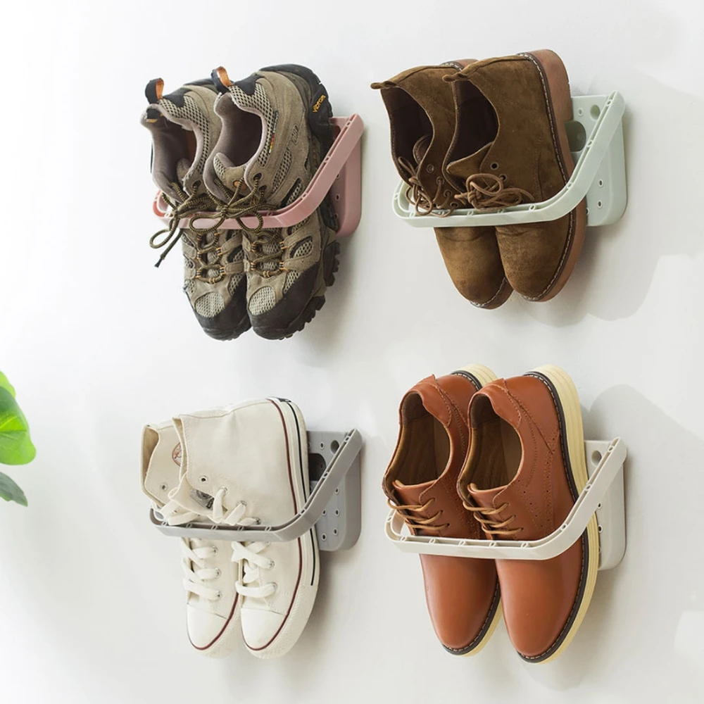 

Bathroom Wall Mounted Storage Holder Folding Slippers Shoes Hanger Rack Shelf Hanging Organizer Accessories
