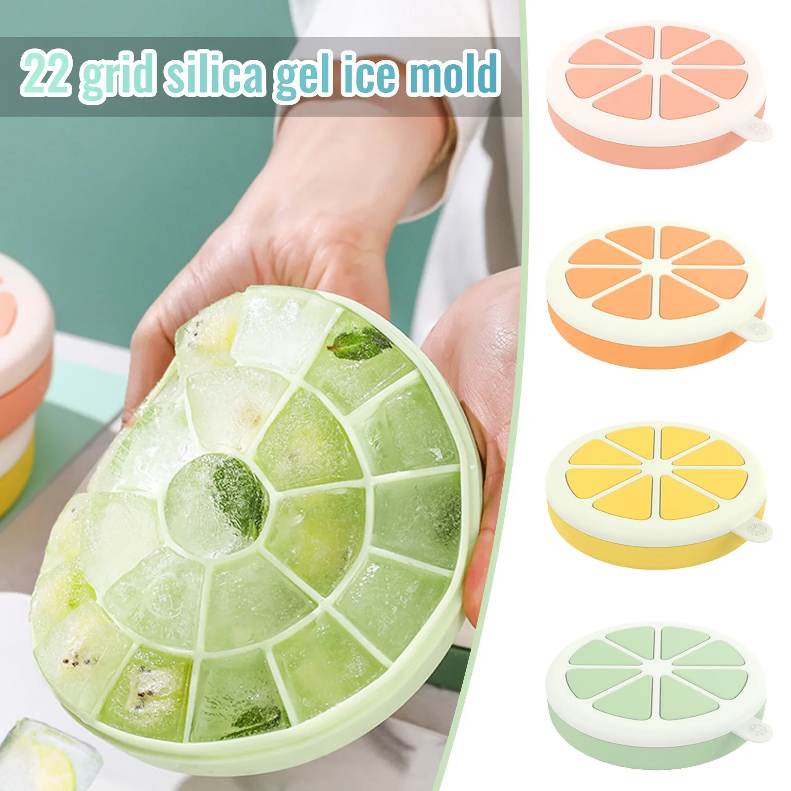 

22 Cells Lemon Silicone Ice Cubes Mold Homemade Ice Ball Sealed Round Shape Ice Cube Tray Food Safe Popsicle Maker DIY Homemade
