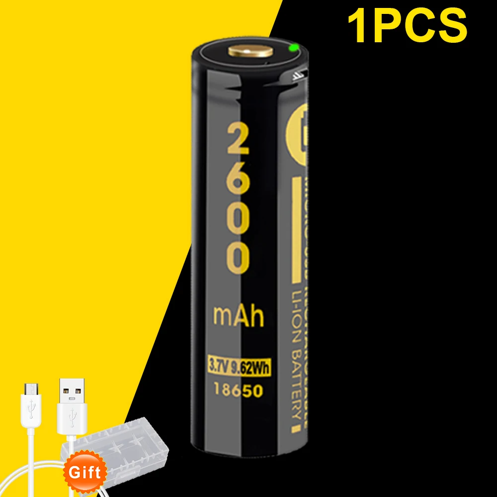 PALO MICRO USB 3,7 V 18650 2600mAh литий-ионная USB аккумуляторная батарея с светодиодный светильник-индикатор DC-Charging - Цвет: 1pcs