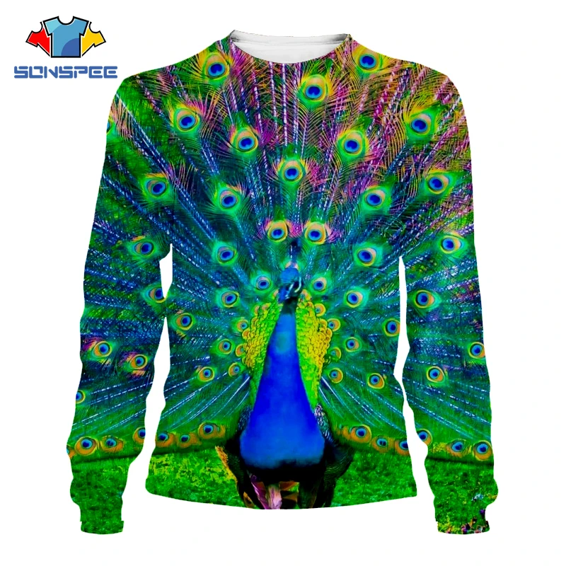 

SONSPEE3D Printed Camouflage Harajuku Peacock Long Sleeve Sweatshirt Womens Sweatshirt Pullover Men's Fashion Top Casual Comfort
