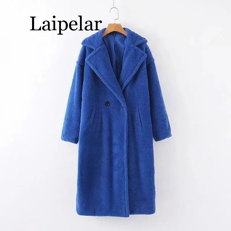 Женское пальто из искусственной овечьей шерсти красное зимнее оверсайз плотное