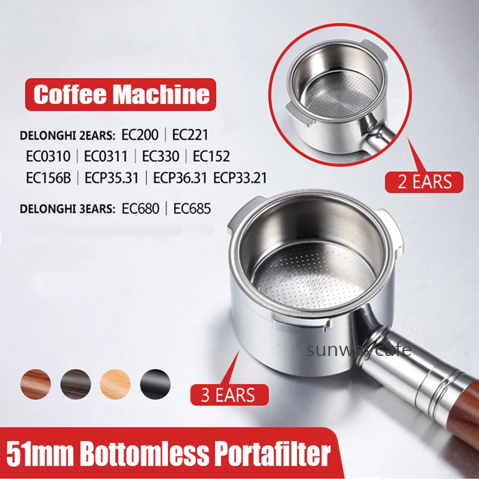 51 мм портативный фильтр для кофе без дна фильтра Delonghi Сменный темпера корзина