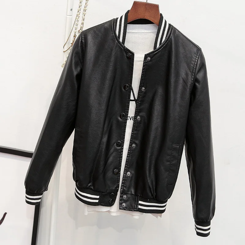 Новинка весна осень 2021 кожаная куртка [EWQ] с длинным рукавом капюшоном Корейская