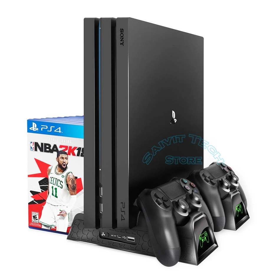 PS4/Slim/Pro Vertical Stand Cooling Fan Cooler&ampDual Controller Fast Charging Station&ampDisc Storage Holder for SONY P4/Slim/Pro |