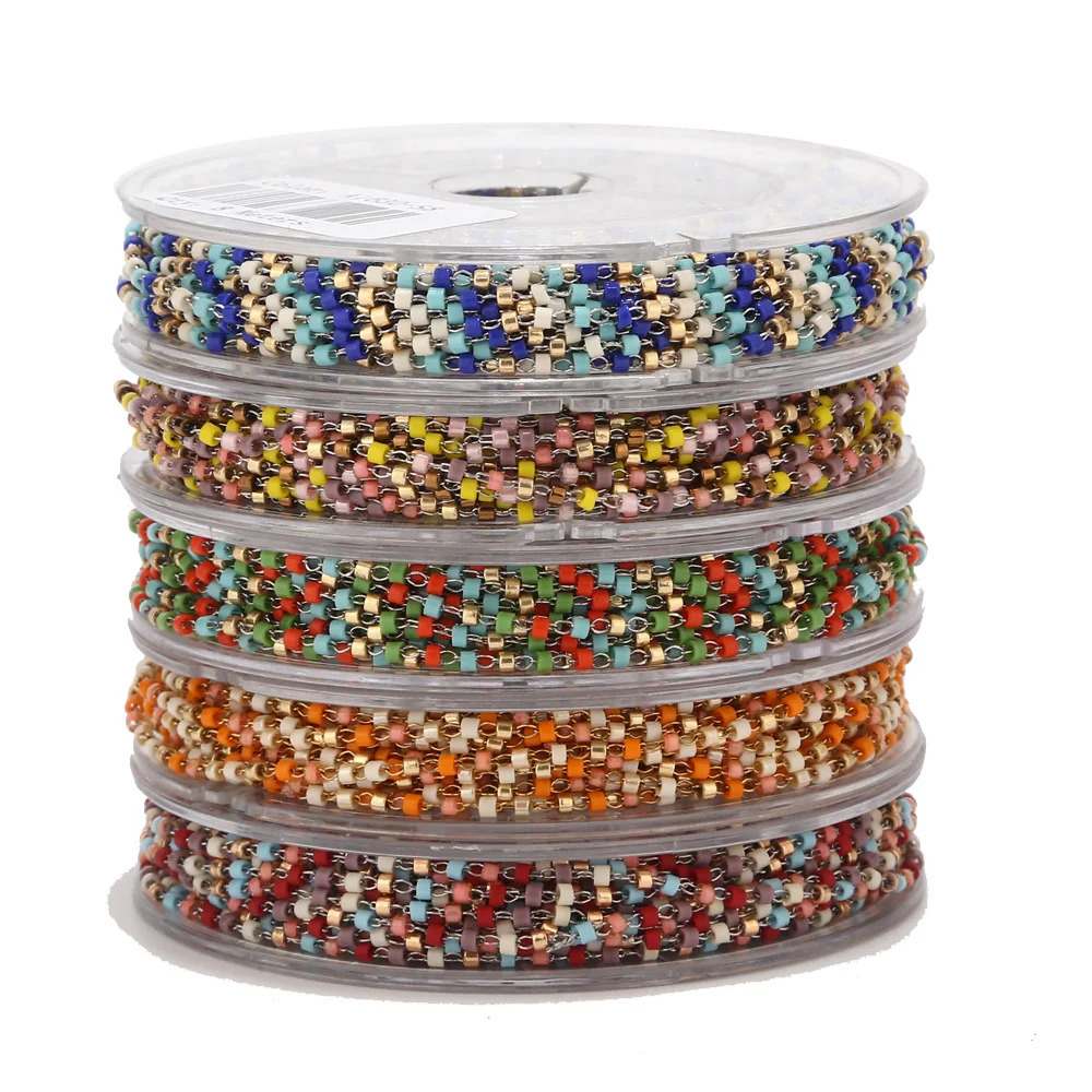 Цепь из нержавеющей стали с японскими бусинами для изготовления ювелирных