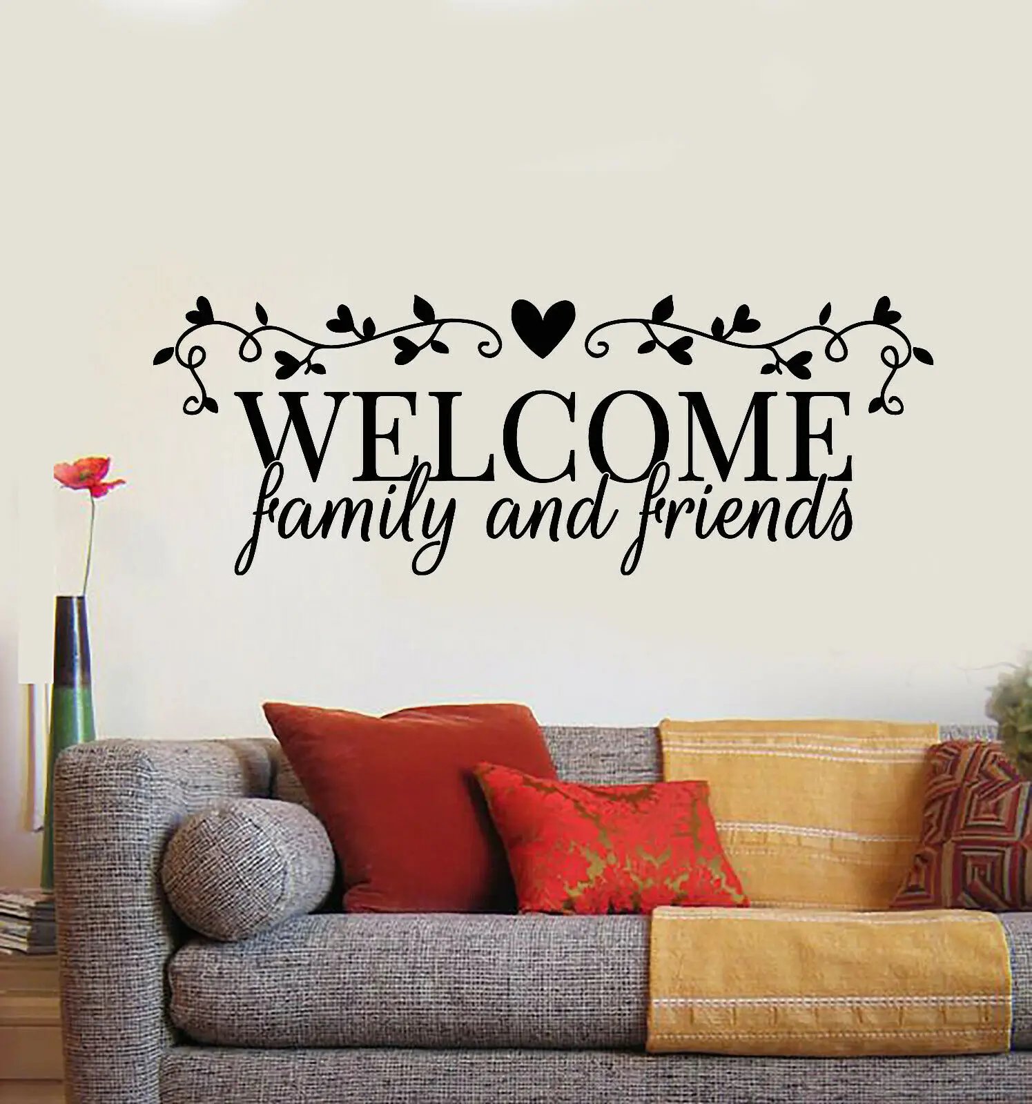 

Vinyl wall decals welcome family and friends to quote word house stickers for home living room decoration, door stickers kt32