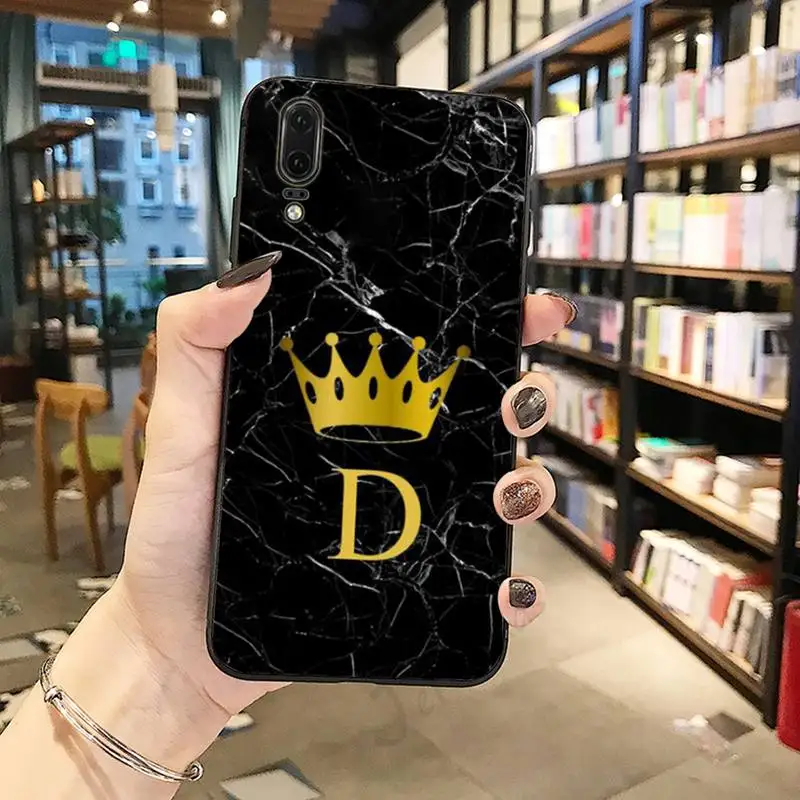 

Letter Marble Crown art luxury design Phone Case shell For Huawei honor Mate P 10 20 30 40 Pro 10i 9 10 20 8 x Lite