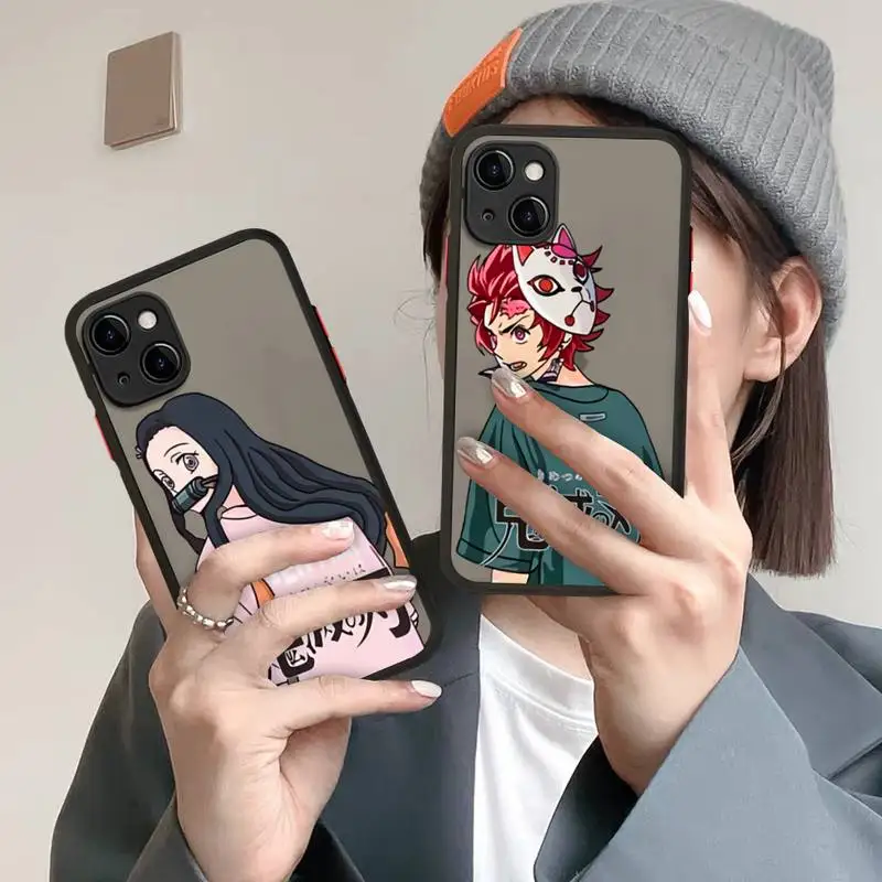 

Demon Slayer Phone Case For iphone 12 11 13 Pro Max X XS Max XR 7 8 6 Plus 12mini Translucent Matte Shockproof Case