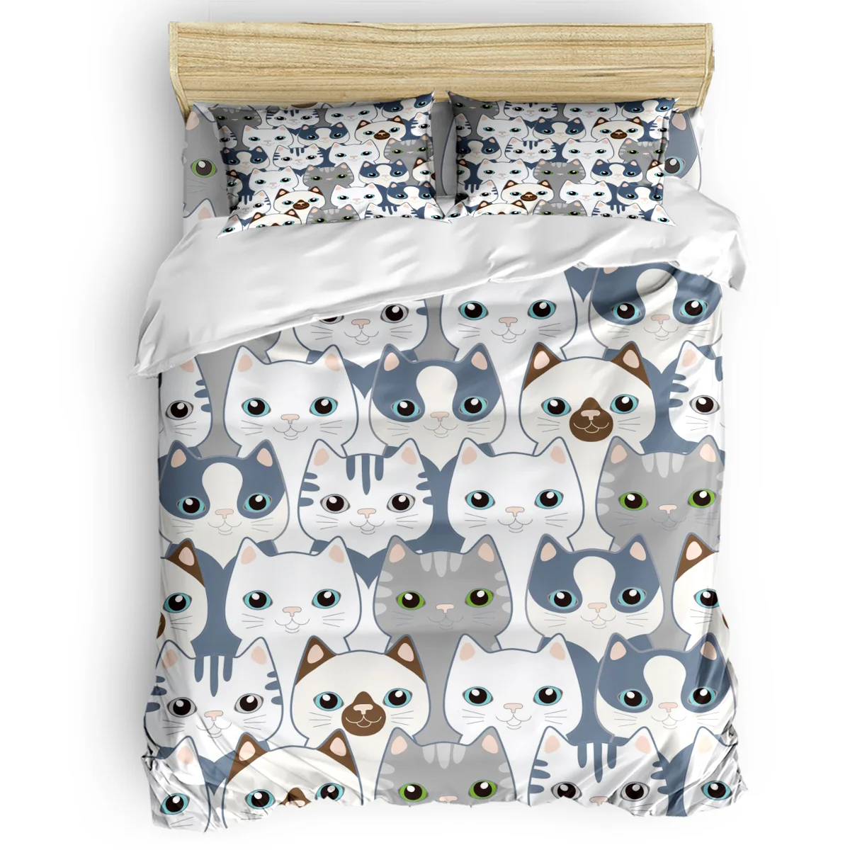 Cat Group Duvet Cover Set 2/3/4pcs Bedding Bed Sheet Pillowcases | Дом и сад
