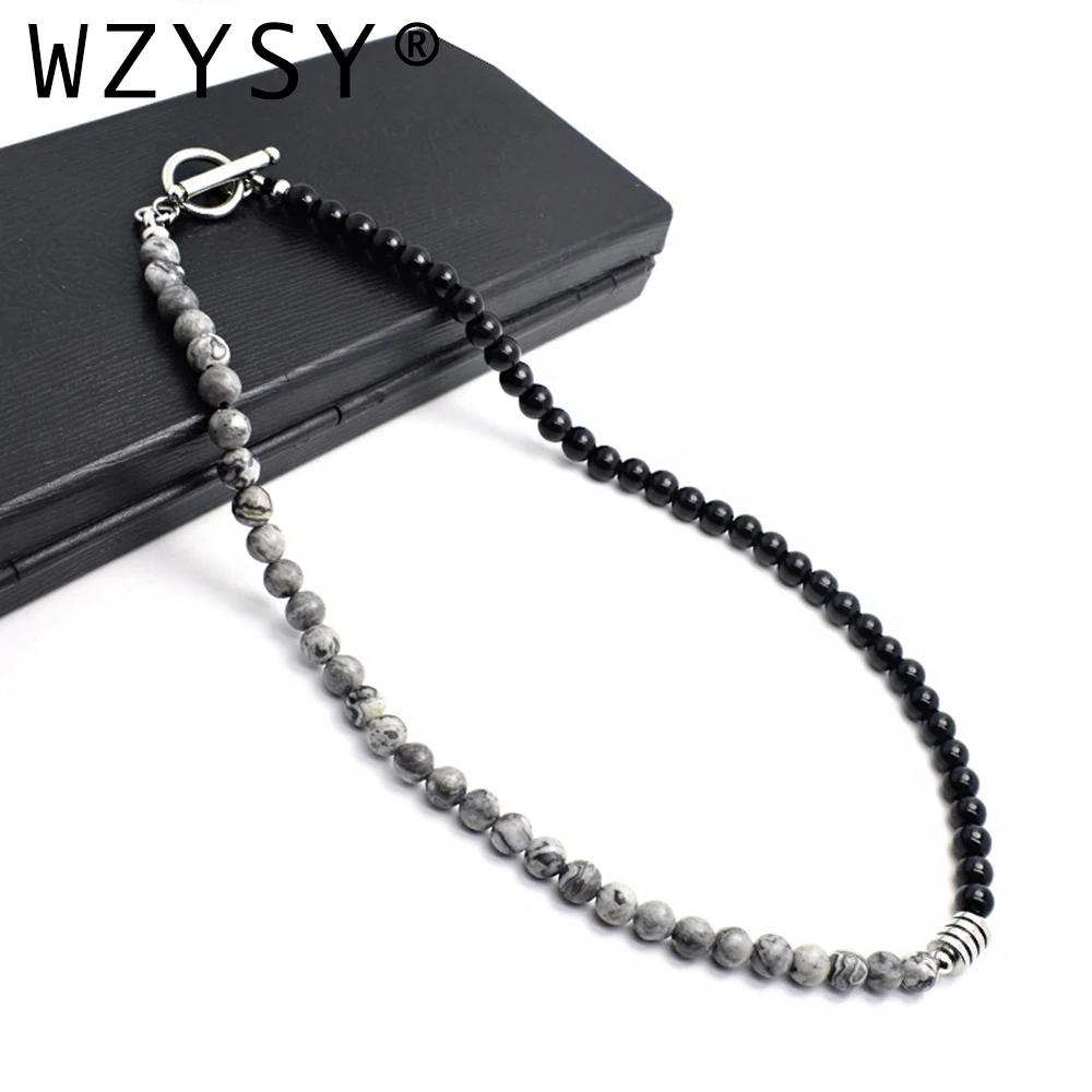 Высококачественное ожерелье из нержавеющей стали с натуральным камнем Мужская