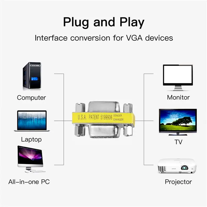 10 шт. VGA / SVGA 15pin адаптер для смены пола женский соединитель расширителя кабеля