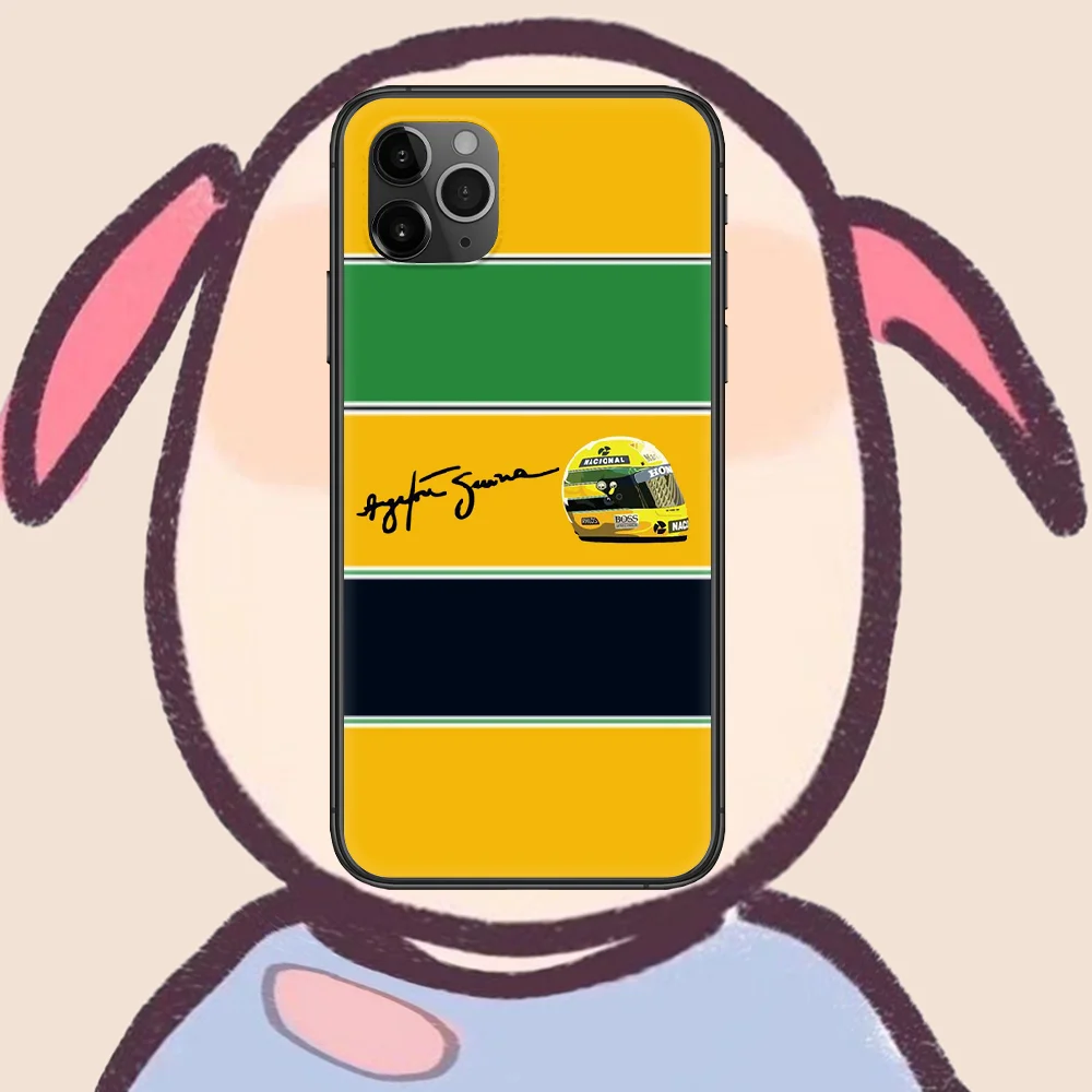 

Ayrton Senna F1 Phone Case Cover Hull For iphone 5 5s se 2020 6 6s 7 8 12 mini plus X XS XR 11 PRO MAX black Cell Soft Bumper 3D