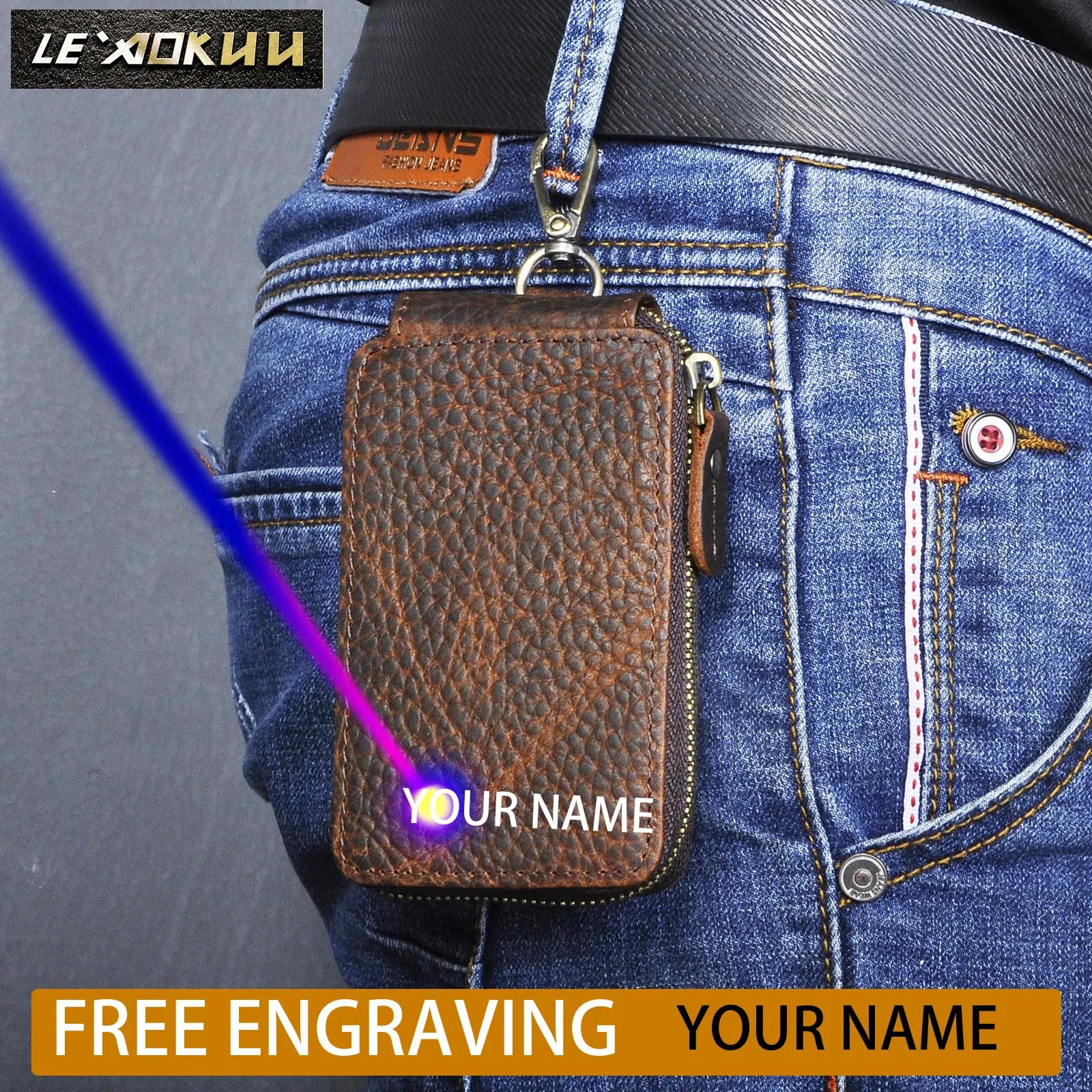 Чехол-кошелек ручной работы из кожи Крейзи Хорс на молнии | Багаж и сумки