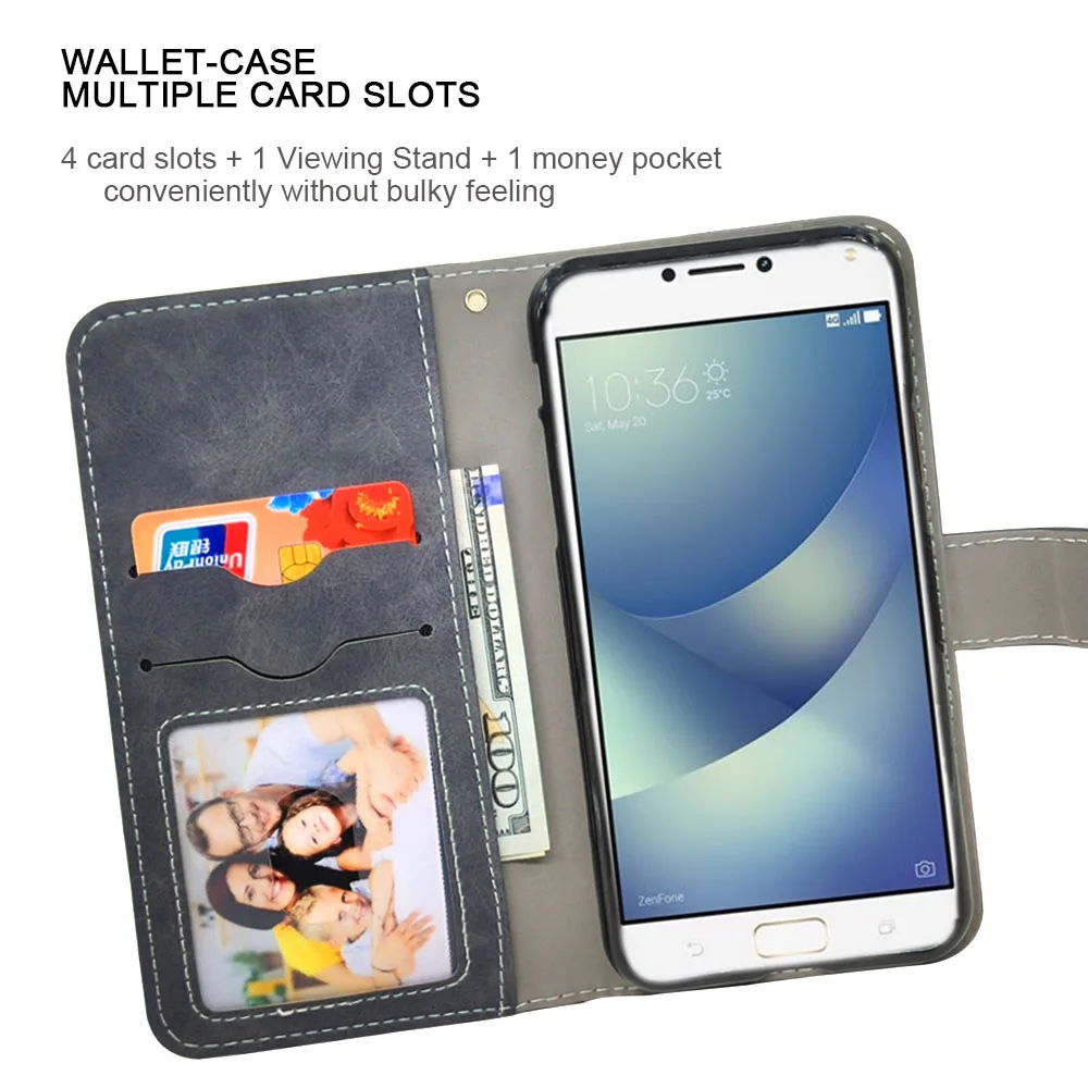 Кожаный чехол-книжка в винтажном стиле для ASUS ZenFone 4 Max ZC554KL, чехол 5,", роскошный чехол-бумажник из ТПУ для ASUS 4 Max Pro, чехол для телефона