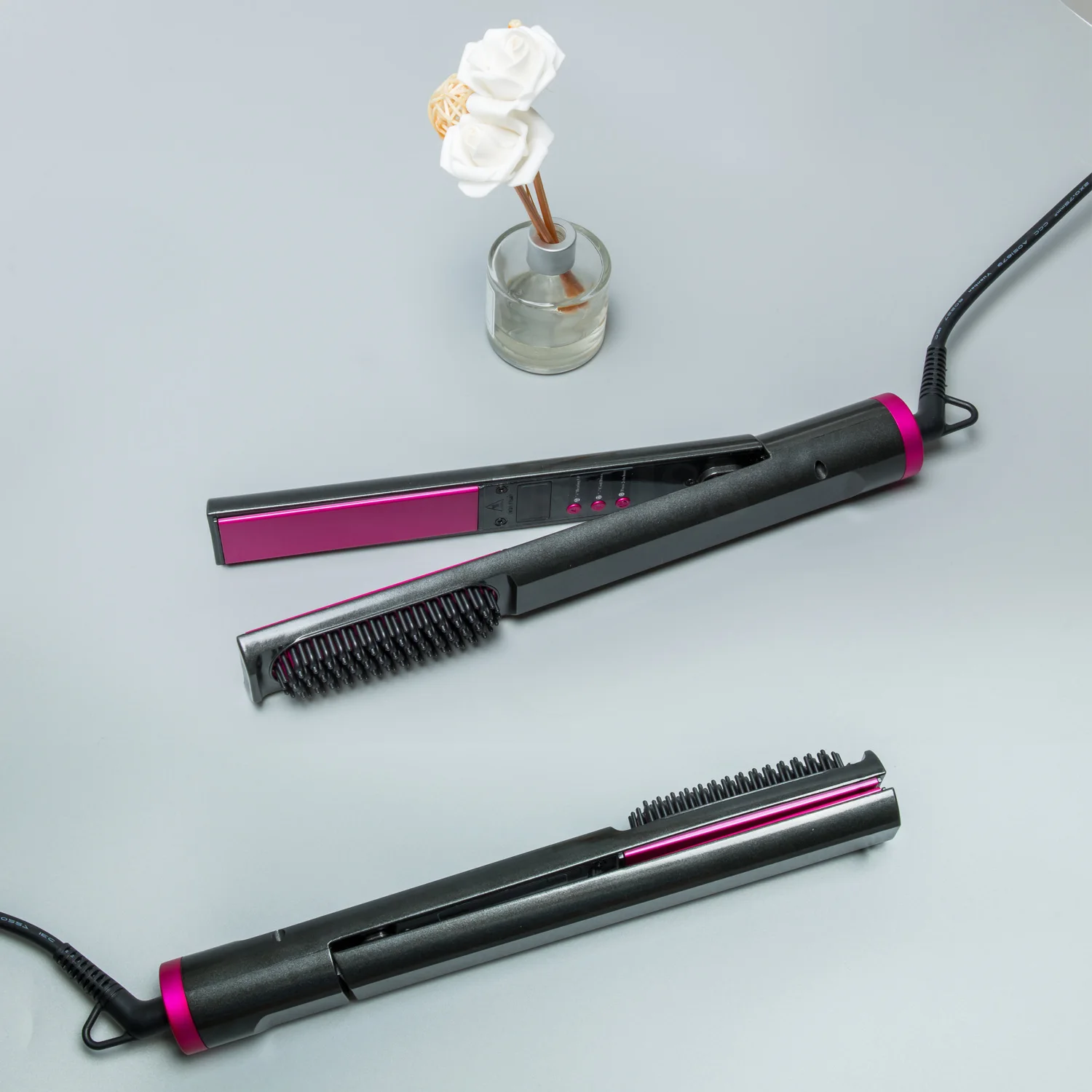 

Hair Straightening Iron 3 in 1Professional Hair Straightener Flat Iron Heating Comb Multifunctional Curling Iron for Women