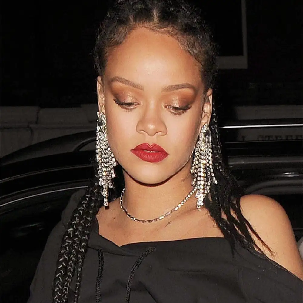 Роскошные блестящие стеклянные стразы подвеска серьги для женщин модные