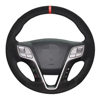 car steering wheel cover anti slip black suede for hyundai grand santa fe 2012 2018 h350 2015 2016 2017 2019 car accessories