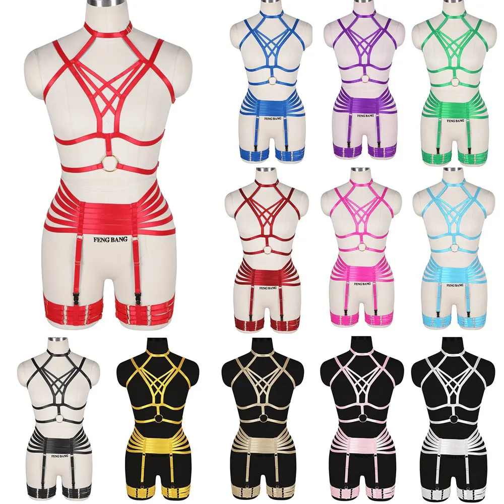 Women Sculpting Suspenders Belt Chest Harness Sexy Lingerie Bondage Fetish Harajuku Harness Cage Bra Full Body Harness For Women