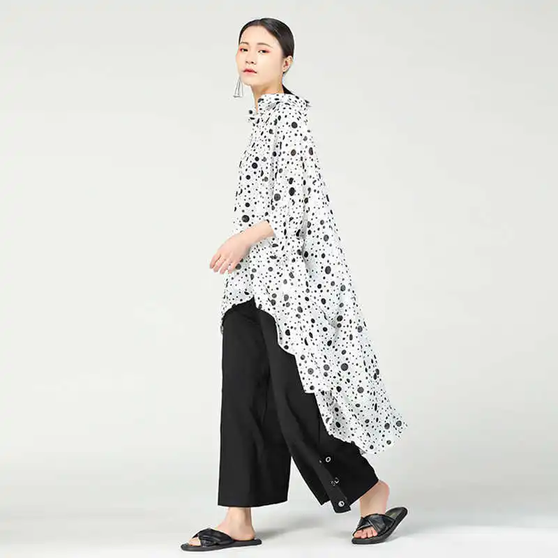 Женская рубашка CHICEVER Sping в горошек большого размера с коротким рукавом|women shirts