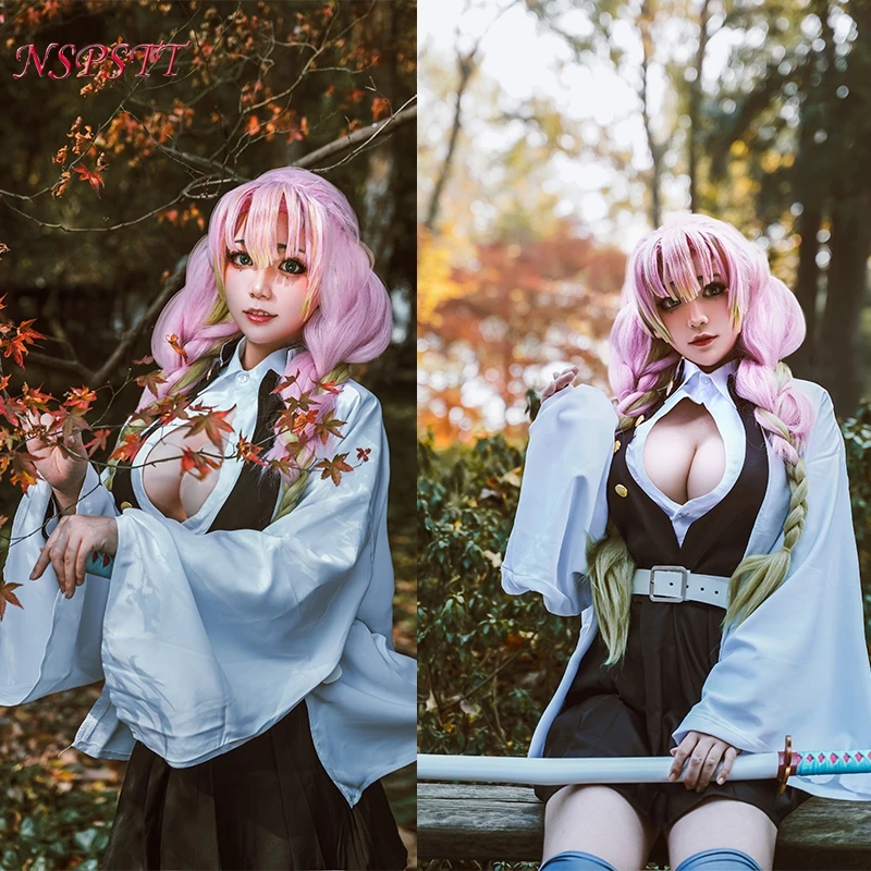 ROLECOS Kimetsu no Yaiba Kanroji Mitsuri Косплей Костюм Аниме Demon Slayer женское кимоно сексуальный