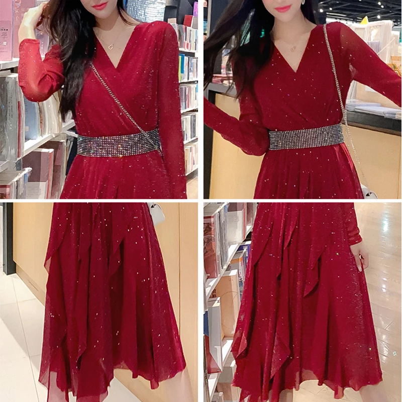 Maternity A-line Party Nursing Dress Long Sleeve Sexy V-neck Pregnancy 2020 Slim Summer New Fashion Breastfeeding | Мать и ребенок