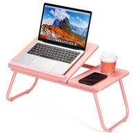 adjustable laptop table for bed sofa portable notebook tray lap tablet computer stand for eating writing reading with cup holder