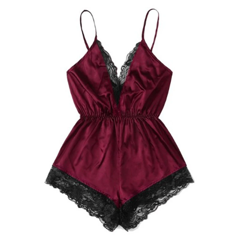 

Sexy Sleepwear Pajamas Set Women's Lingerie Lady V-neck Lace Splice Bodysuit Summer Fashion Bodydoll Underwear Sets Homewear